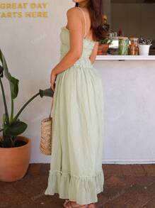 Vestido de tirantes elegante de unicolor para vacaciones en la playa, turismo, festival de música, Día de la Madre, temporada de graduación