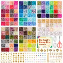 12000pcs/Set Jewelry Making Kit: Polymer Clay Beads, Pendants, Spacers, Black Stone Letter Charms, Elastic Cords For DIY Bracelets - Suitable For Carnival, Back To School, Birthday Parties - Polymer Clay - View 1