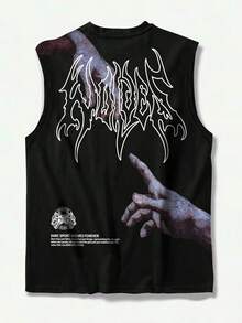 Men's Wide Shouldered Sleeveless Tank Top, Round Neck, Made Of Polyester Knitted Fabric, Suitable For Summer Sports, Workout, Basketball - Black - View 3