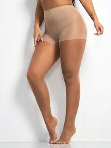 4双装女士20D杏色透明连裤袜，时尚简约，舒适 - 杏色 - 查看 6