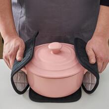 Conjunto de 4 suportes para panelas resistentes ao calor com argolas para pendurar, suporte para panelas próprio para forno, conjunto de protetores de panelas para cozinhar, assar, acampar e uso doméstico