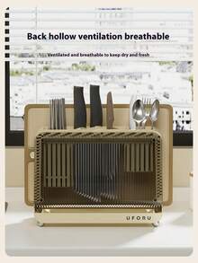 Knife Holder Organizer. All-In-One Kitchen Countertop Chopstick Knife Holder And Cutting Board. Storage Rack. Multi-Functional Draining Knife Rack