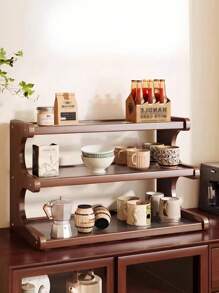 1pc Simple Desktop Storage Rack, Multi-Layer Dining Table Organizer, Small Desktop Cup & Teaware Holder For Home, Dorm, Kitchen