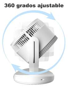 Ventilador de circulación Recargable USB, Velocidad del viento ajustable en tres velocidades, con luz nocturna LED, adecuada para oficinas, escritorios, salones, etc. - Blanco - Ver 9