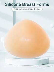 ANGDIE 1pc Silicone Triangle Breast Prosthesis, Artificial Silicone Breast Form Chest Pad, For Women General Post-Mastectomy Use - Khaki - View 2