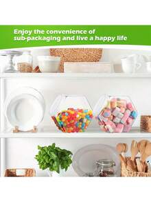 1/3/5pcs Hexagon Candy Jars With Lids - Clear Plastic Storage Containers For Snacks, Cookies, Dog Food And Coffee Bags - Perfect Choice For Kitchen Organization,School Supplies - Transparent - View 3