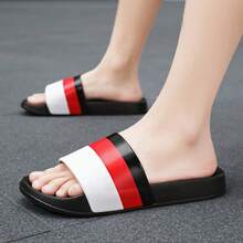 Men's Athletic Slides, Thick EVA Sole, Lightweight Casual Home & Outdoor Wear Slides, Summer Slippers For Outdoor, Beach & Casual We