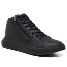 Men's Casual Ankle Boots Shoes Modern Combat Boots With Elastic Laces And Zipper For Easy Fitting Simple Basic Casual College Party Zipper Wedding Party Office Home - 黑色 - 查看 2