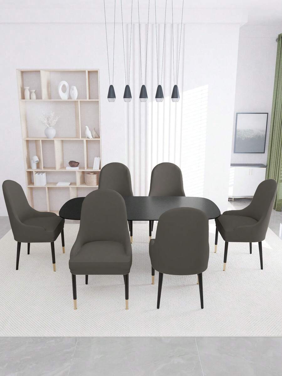 1pc Brushed Milk Silk Simplistic Chair Cover, Pet Friendly For Living Room & Bedroom - Medium Gray - View 1