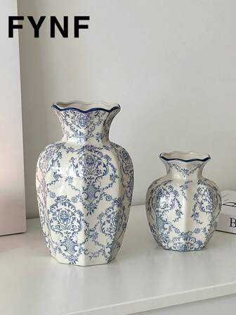 1pc Nordic Style High-End Blue And White Porcelain Ceramic Vase, Minimalist Ins Style Home Decor, Photography Prop, Hydroponics Flower Vase, Holiday Gift, Birthday Blessing, Party Supplies, Gift For Boyfriend/Girlfriend