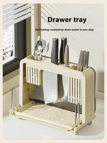 Knife Holder Organizer. All-In-One Kitchen Countertop Chopstick Knife Holder And Cutting Board. Storage Rack. Multi-Functional Draining Knife Rack