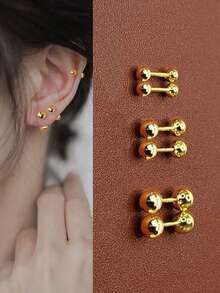 6/12 件/套优雅简约女士耳环，钛钢镶嵌人造锆石耳钉，闪亮且方便穿耳环