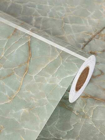 1 rulladhesiv tapet i marmor, Stenmönster i konstjade, Vattentät & Oljebeständig, Avtagbar Peel & Stick, Lätt att installera, Lämplig för köksstöd, Möbelförnyelse, Rumsinredning, Bänkskiva för badrum, Skåp, Stationära och kakel