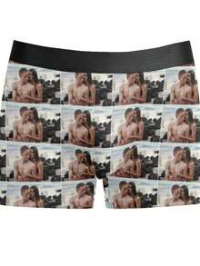 Calzoncillos personalizados para hombres Ropa interior larga personalizada con foto del rostro en ellos, regalos únicos, divertidos y lindos para novio, esposo, él, San Valentín, cumpleaños, aniversario, Navidad, boda, día festivo. Calzoncillos tipo bóxer con estampado de rostro personalizado, regalos novedosos y acogedores para él, novio, esposo, familia, amigos