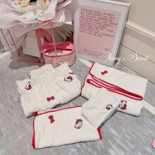 Sanrio 1 pièce Ensemble de serviettes - Ensemble de serviettes de bain en polaire de corail avec motif de chaton, serviette de douche douce et absorbante, cadeau pour un anniversaire