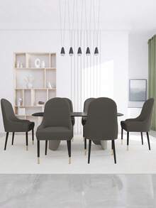 1pc Brushed Milk Silk Simplistic Chair Cover, Pet Friendly For Living Room & Bedroom - Medium Gray - View 3