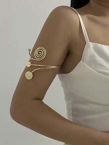 1pc Ladies' Armband, Simple Hollow Metal Butterfly Flower Opening Armband, Fashionable And Versatile Asymmetrical Armband - Multicolor - View 5