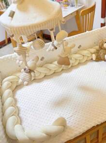 1 pieza Protector acolchado trenzado y tejido para baranda de cuna de bebé, gruesa protección decorativa para la guardería