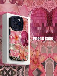 Funda para teléfono Apple 1 pieza Patrón de raqueta y lazo rosa vintage Rayas verticales Funda blanda anticaída de cuero sintético Compatible con funda para phone y 15/15 Plus/15 Pro/15 Pro Max 1 pieza - Multicolor 2 - Ver 2