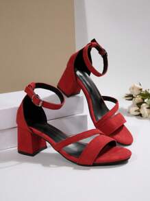 Elegante, sexy Sandalen mit rundem Zehenbereich und Knöchelriemen für Damen, modischer, lässiger Göttin-Stil mit dickem Absatz, verstellbar, Sommerschuhe