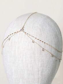 1 pezzo Copricapo boemo di lusso per spose, accessorio per capelli con catena sulla fronte di moda per matrimoni