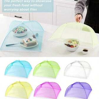 1/6 Packs Colored Large Pop-Up Mesh Food Cover Tent,17 Inches Food Protector Covers Reusable And Collapsible Outdoor Picnic Food Covers Tent For Parties Picnics.BBQs