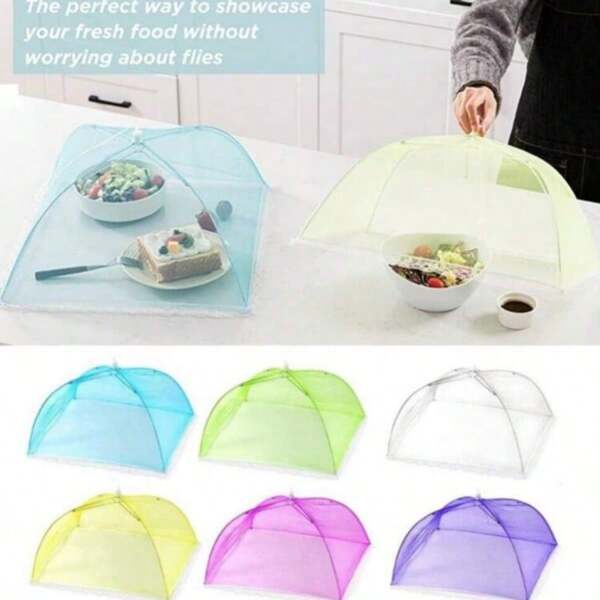 1/6 paquets Grande tente moustiquaire colorée pliante pour aliments, 17 pouces Couvre-aliments réutilisable et pliable, tente de protection pour aliments pour pique-niques, barbecues et fêtes en plein air