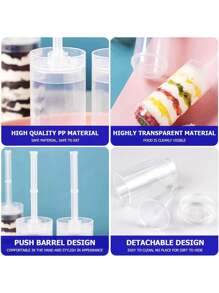 2pcs/12pcs/24pcs-Cake Push-Pull Container With Lid, Reusable Cake Pop Shooter, Ice Cream Cupcake Collection Container For Cupcake Bakery, Confetti Wedding, Birthday Party Dessert Table