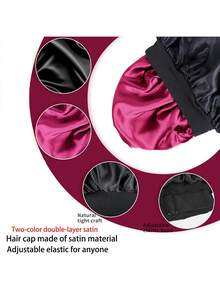 4pcs Double Layer Satin Adjustable Sleep Caps For Women - A - View 6