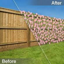 1pc Cherry Blossoms Expandable Fence Screen, Garden Fencing Use Artificial Hedge Screen Extend Garden Grid Board With Flowers, Garden Fence Screen, Fence Privacy Screen For Backyard Patio Wall Decoration