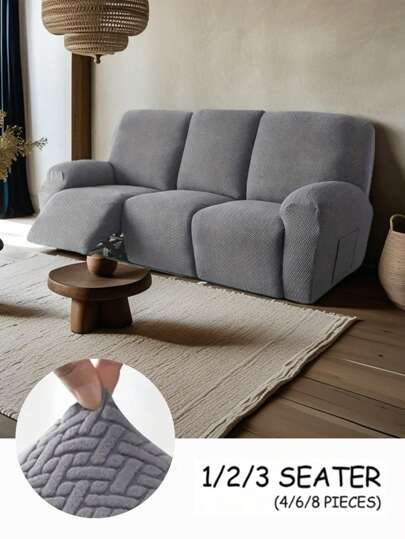 1/2/3 Seater Recliner Sofa Covers Stretch Jacquard Reclining Couch Covers For Reclining Sofa Relax Armchair Slipcovers Furniture Covers, 4pcs/6pcs/8pcs