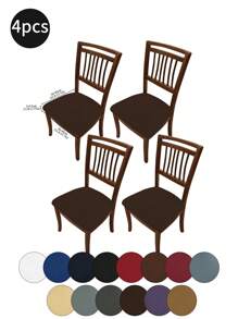 1pc/4pcs/6pcs Solid Color Stretch Spandex Seat Covers, Washable Protector Covers Suitable For Restaurant, Hotel, Home