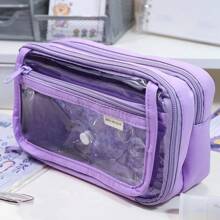 Estuche de lápices transparente con tapa abatible y cierre a presión, de gran capacidad con 8 capas, ideal para útiles escolares, maquillaje y herramientas pequeñas, estuche de lápices, bolso escolar