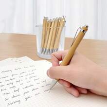 20 Stücke/Packung Bambus Holz Retraktable Kugelschreiber mit schwarzer Tinte 1mm, Nachfüllungen mit Gravur für Journaling, Geschenkset Stifte zum Schreiben, Büro- und Schulbedarf, Rückkehr zur Schule