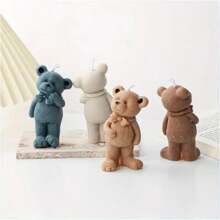 3D Teddy Bear Silicone Candle Mold Animal Cute Couple Bears Epoxy Resin Mould Home Decor Soap Making Tools Romantic Wedding Gift