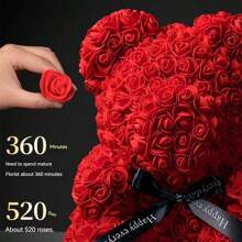 1 pieza Oso de Rosa - Flor Artificial - Peluche de Oso con Flor de Rosa - Hecho de Material PE - Regalo de Cumpleaños - Regalo del Día de San Valentín - Regalo de Navidad - Regalo de Halloween - Regalos - Regalo Perfecto - Juguete