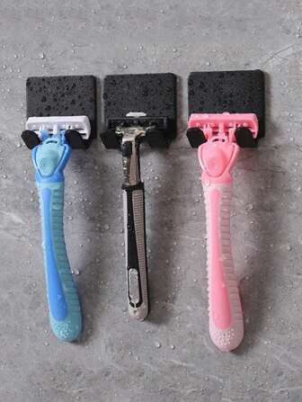 10 piezas/1 pieza Ganchos de plástico para montar en la pared, soporte autoadhesivo resistente sin taladrar para organizador de maquinillas de afeitar, hogar, baño, oficina, útiles escolares
