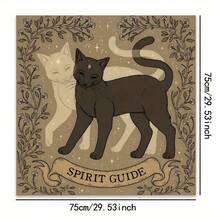 1 pezzo Telo per tarocchi a tema gatto nero - Telo in poliestere per tarocchi, guarigione cristallina, stregoneria, astrologia, carte divinatorie, giochi da tavolo e forniture per feste, tappetino per lettura delle carte, tovaglia da tavolo per feste | Tema mistico | Tovaglia durevole, decorazione - MHLR009 - Visualizzare 10