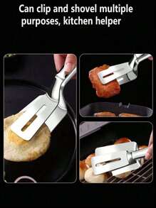 1 Piece Of Stainless Steel Multifunctional Steak And Barbecue Tongs, Fish Fry Spoon Clip, Bread Clip, Suitable For Camping Kitchen Tools