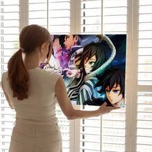 1 Pc Framed Anime Wall Art Textured Canvas Poster Painting Wall Decor For Bedroom Living Room, Ready To Hang - màu đen - Xem 6