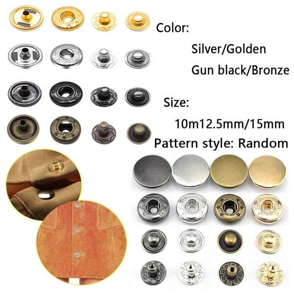 100 sets de broches a presión metálicos sin costura, remaches para la reparación de bolsos, ropa, chaquetas y manualidades DIY