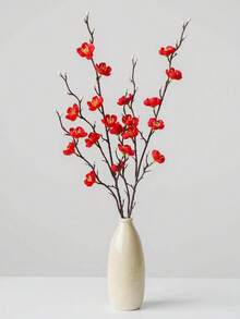 4/8 件人造花红梅花 21.7 英寸假冬甜长茎塑料花家居酒店办公室婚礼派对花园装饰