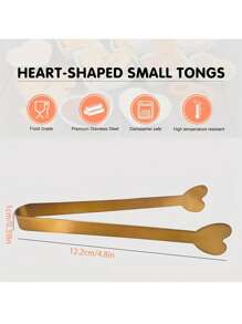 1/5/10pcs Stainless Steel Heart Shaped Sugar Tongs, Kitchen Cooking Clip, Candy Dessert Clip, Party Dinnerware, Wedding Tableware