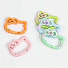 Sanrio (Authorized) Sanrio 1pc Hello Kitty Alloy Painted Color Spring Buckle, Cute Cartoon Open Flower Spring Ring Jewelry, Keychain DIY Accessory Connection Buckle, Great Birthday Gift, Graduation Gift, Festival Gift, Commemorative Gift, Party Gift
