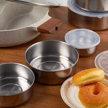 5 Piezas Recipientes Herméticos Acero Inoxidable Cuadrados - Juego Portátil Antiderrames para Lunch/Barbacoa/Familia, Incluye Bandeja Organizadora - 5 piezas - Tapa blanca - Ver 4