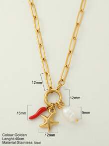 1 pièce Bijou personnalisé, collier de style océan avec pendentif à la mode en forme d'étoile de mer, de coquillage et de dauphin, collier à porter au quotidien
