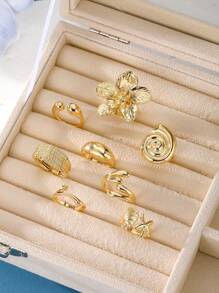 Piezas Conjunto de anillos anchos y gruesos de oro para mujer, para uso diario