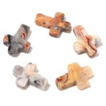 paquete de 5 abalorios cruzados de piedra natural, cuentas de piedra de 12*16mm, accesorios DIY de joyería, decoración de pulseras para el verano