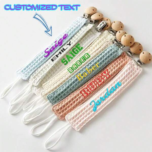 1 buc. Clip de suzeta personalizat, brodat personalizabil, lant de suzeta din material moale brodat, agrafa de guler - Cadou ideal pentru prieteni, cadou de confort, cadou de lant de lemn, cadou de sarbatoare, cadou de aniversare, cadou de revelion. Cadou personalizat, personalizat, unic de înaltă calitate pentru iubitul ei, iubita, tata, mama, familia, prietenii, animalele de companie, fiica, studenții, zilele de naștere.