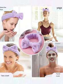 1/2/3件套洗脸头带超仙甜美大蝴蝶结头带超宽高弹运动头带适用于浴室卧室旅行返校 - 彩色 - 查看 6
